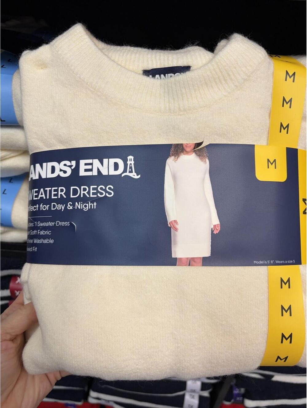 Lands End Cream Sweater Dress Size Medium